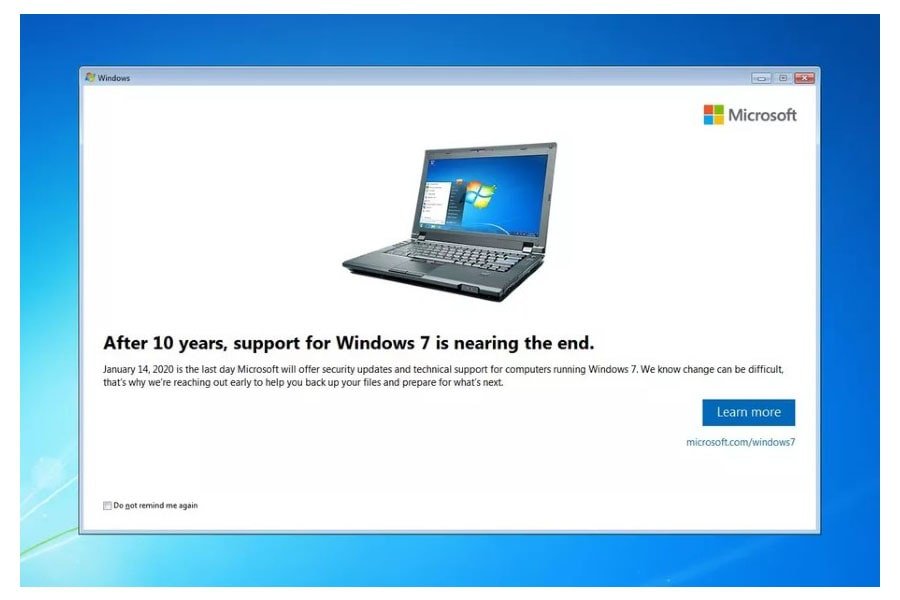 Fine del supporto Microsoft per Windows 7